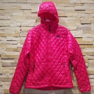 North Face Womens Small Pink Thermoball Hooded Puffer Jacket Nano Puff Coat Hood